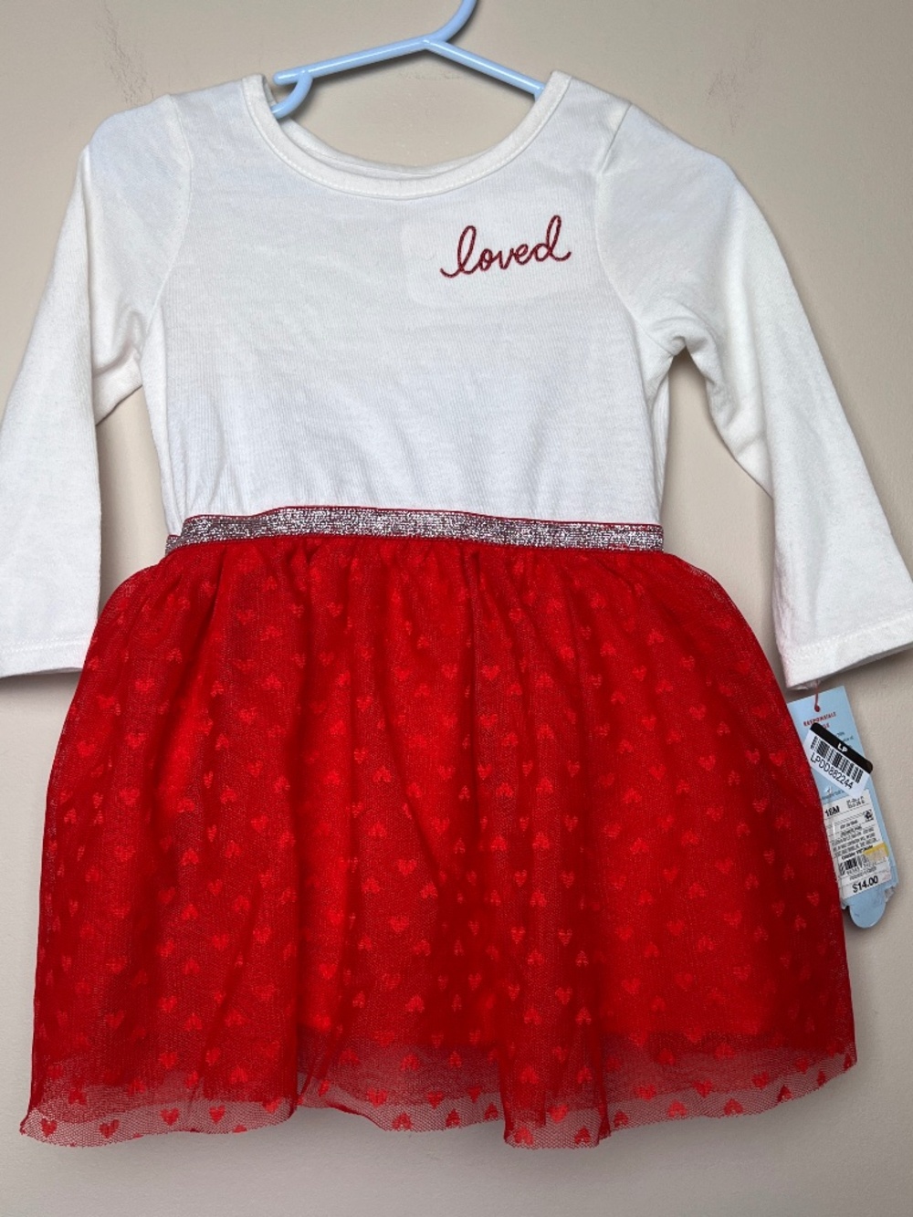Cat & Jack Red White Heart Loved shirt tuile dress bloomer pants NWT 18M